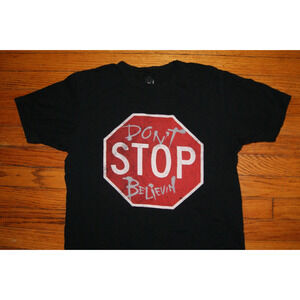 Journey Don't Stop Believen 2 Sided Lyrics Graphic Rock Band TShirt Size S